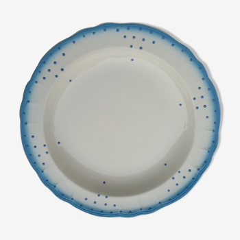 Round dish ''Salins les Bains'' blue décor, handmade