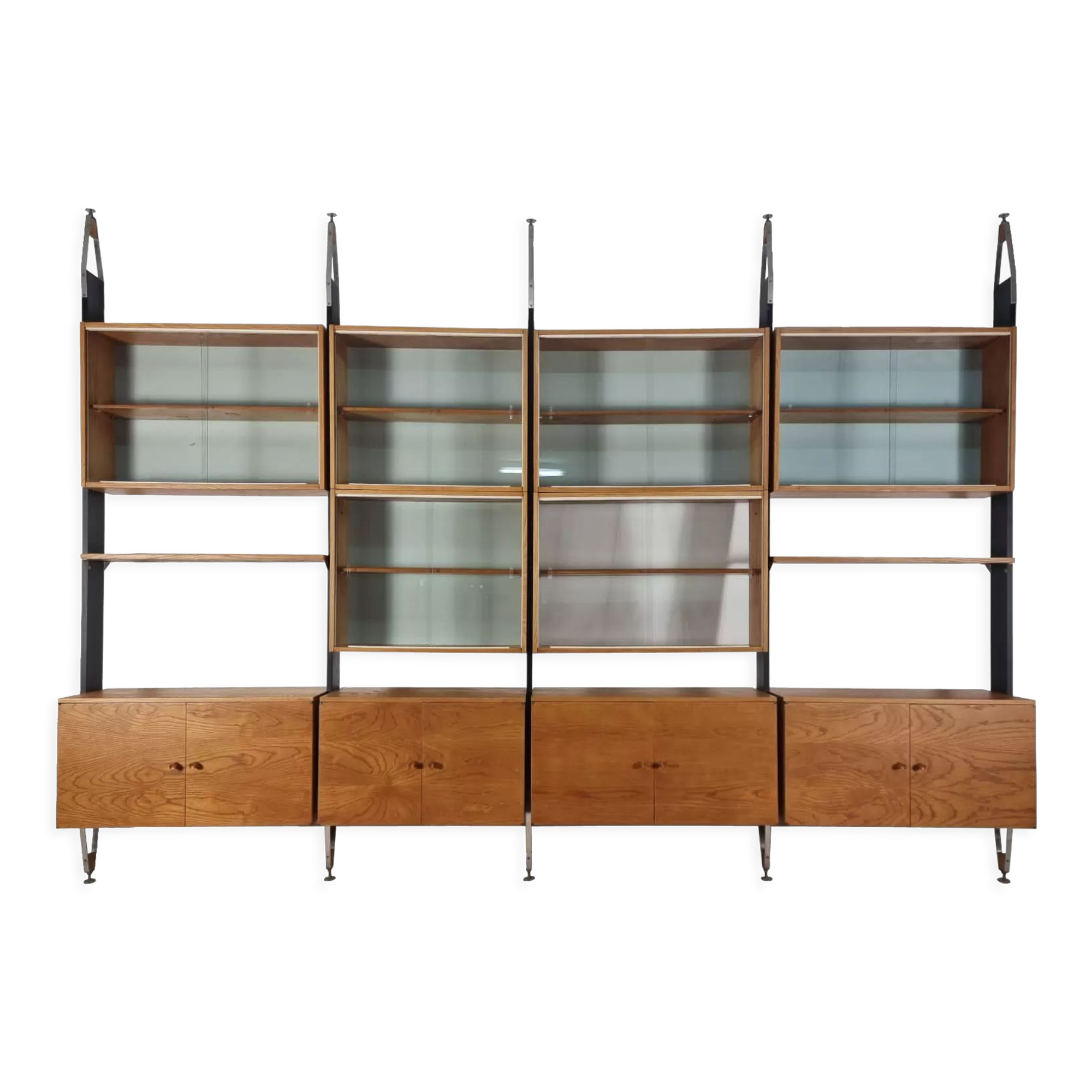 Unité murale modulaire vintage par Jitona, années 1960, ensemble de 4