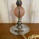 Antique Lamp Base Pink & Clear Glass Ball Chrome Base Vintage