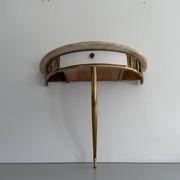 Console murale flottante avec tiroir, corps en laiton et plateau en marbre, années 1960, Italie