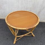 Vintage rattan roundtable