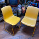 Duo of vintage Grofilex child kindergarten chairs yellow plastic