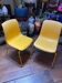 Duo of vintage Grofilex child kindergarten chairs yellow plastic