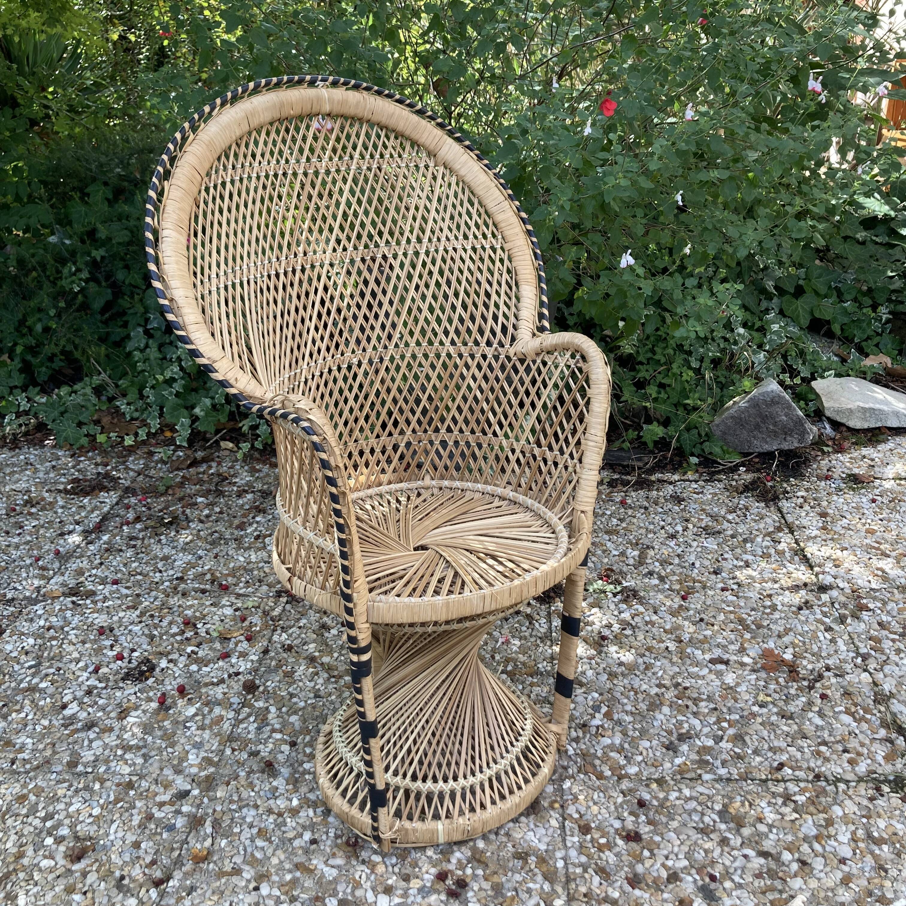 Set of 3 vintage rattan armchairs