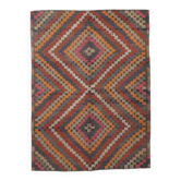 Tapis Kilim tissé à la main avec motif tribal en diamant, 171x225 cm