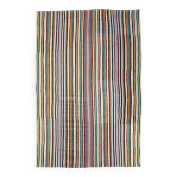 Tapis kilim vintage turc Oushak fait à la main en laine et coton vert