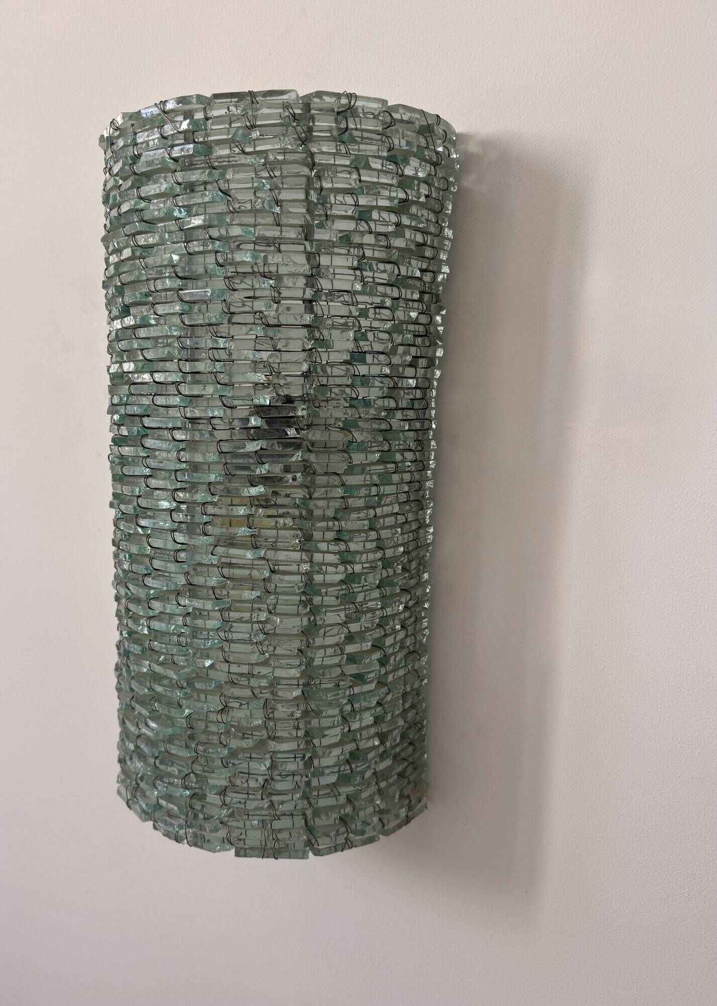 Vintage XL glass and metal wall light, France 1960