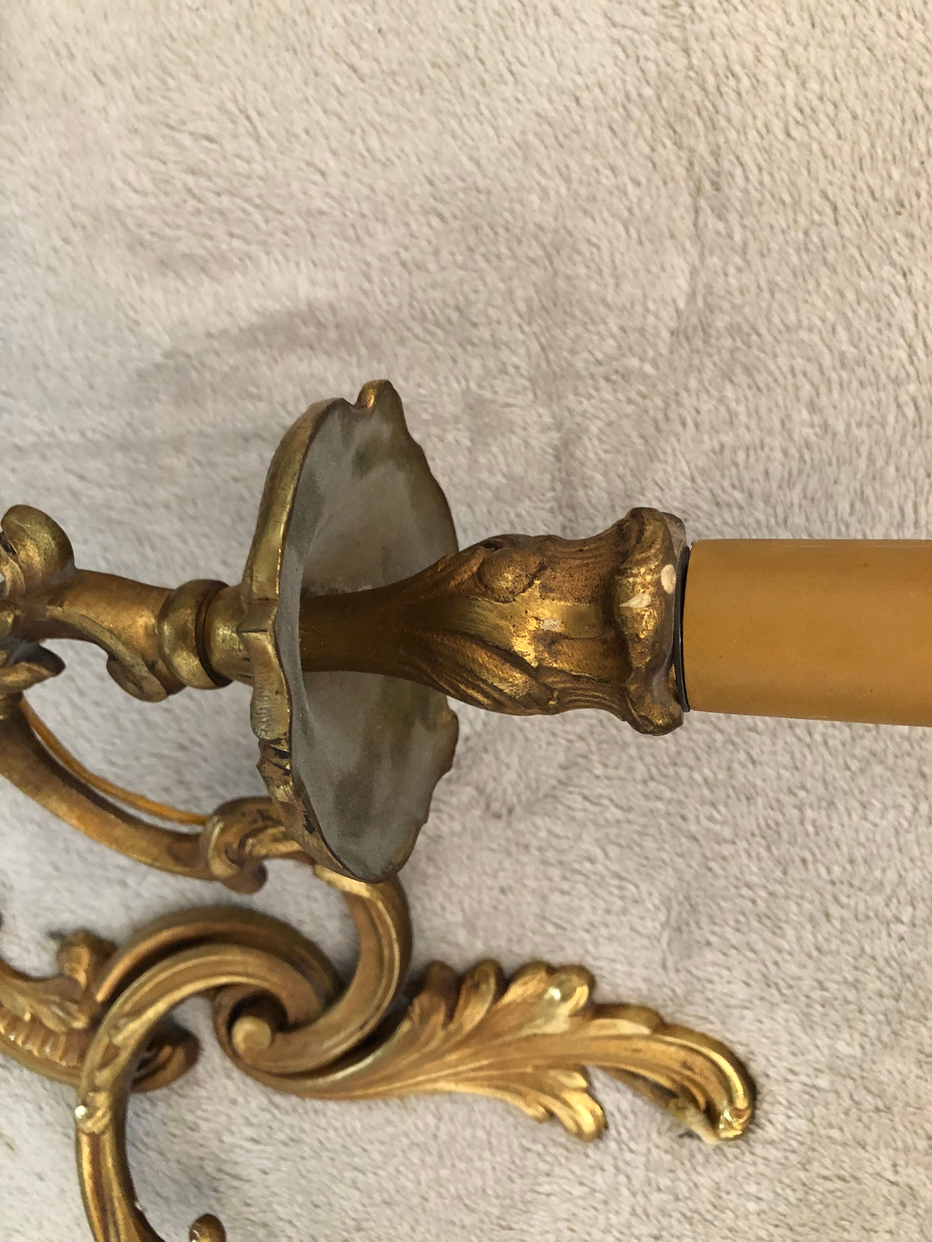 Pair of gilded bronze wall lamps - Louis XV - Rocaille