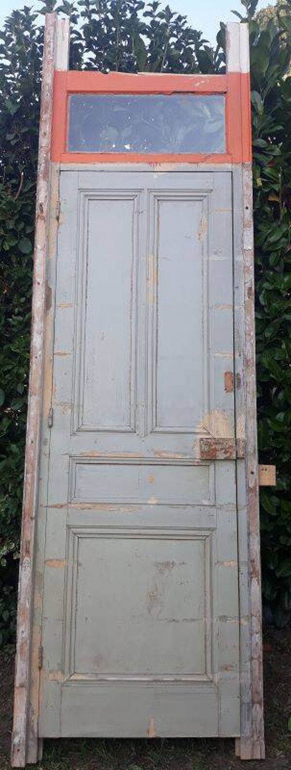 Porte Haussmannienne ancienne, imposte vitrée, cadre châssis 72x221