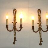 Pair French Antique Empire Double Eagle Head & Tazzle Appliques Detail 4573