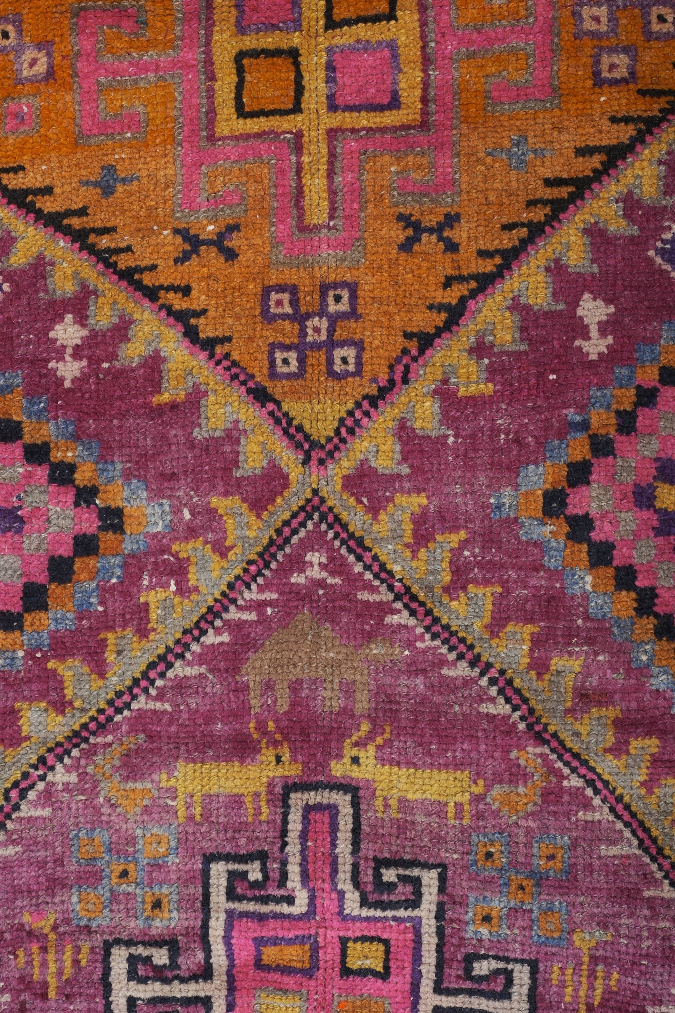 Vintage Turkish Oushak Rug Handwoven 127x370 cm