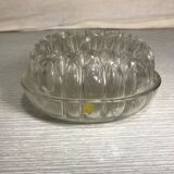 Pair Old Vase Pique Flowers VMC Glass Molded 70s Made In France Vintage