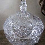 Cut glass sweet jar on feet