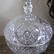 Cut glass sweet jar on feet
