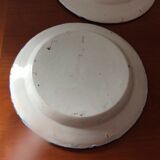 Set of 2 old painted terracotta plates enamelled