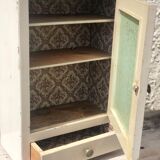 White medicine cabinet with window and drawer
