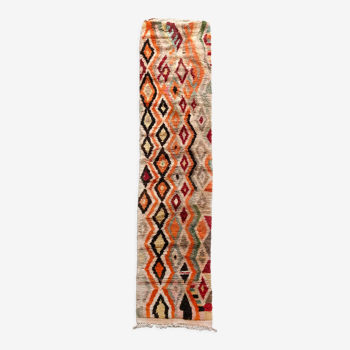 Moroccan Berber carpet Boujaad corridor with multicolored diamonds 338x76cm