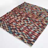 5x6 Multicolor Checkered Pattern Turkish Vintage Rug, 151x172Cm