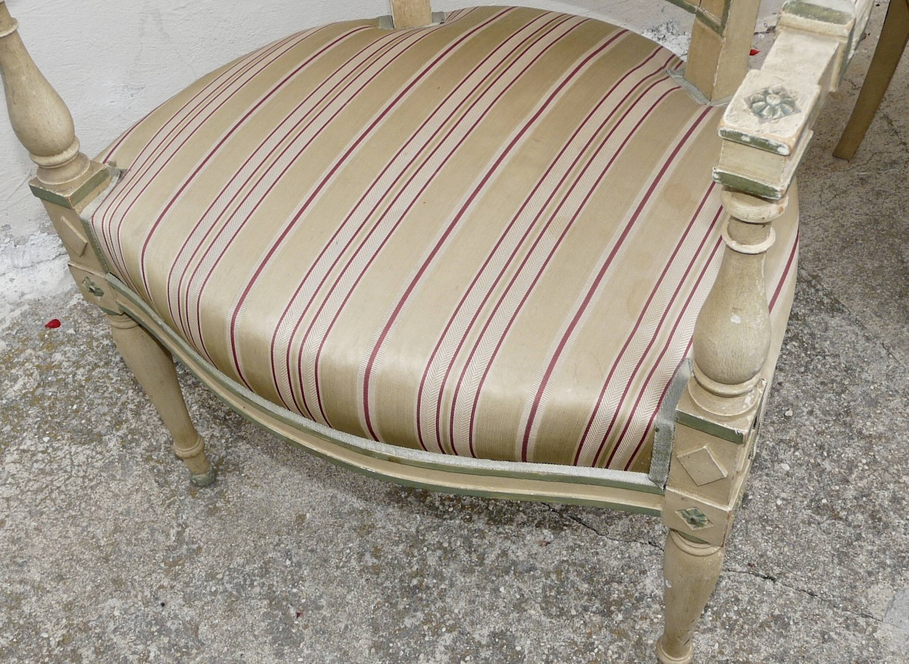 Pair of Directoire style cabriolet armchairs