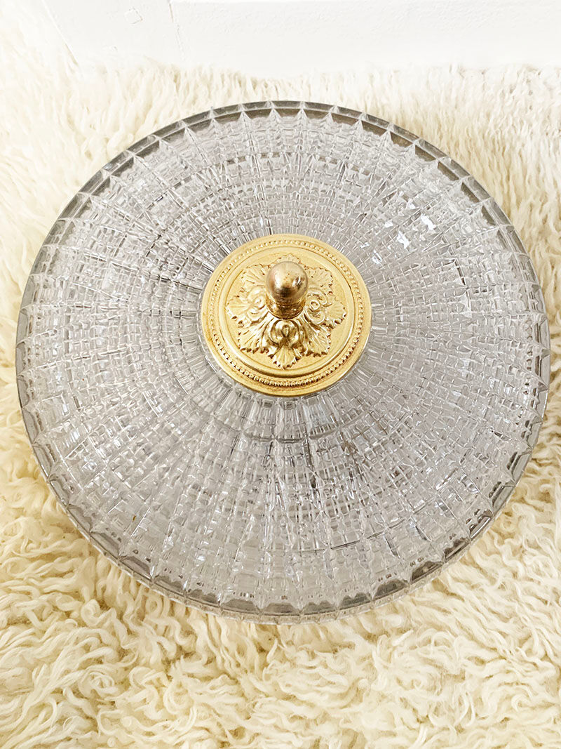 Ceiling lamp in glass and brass