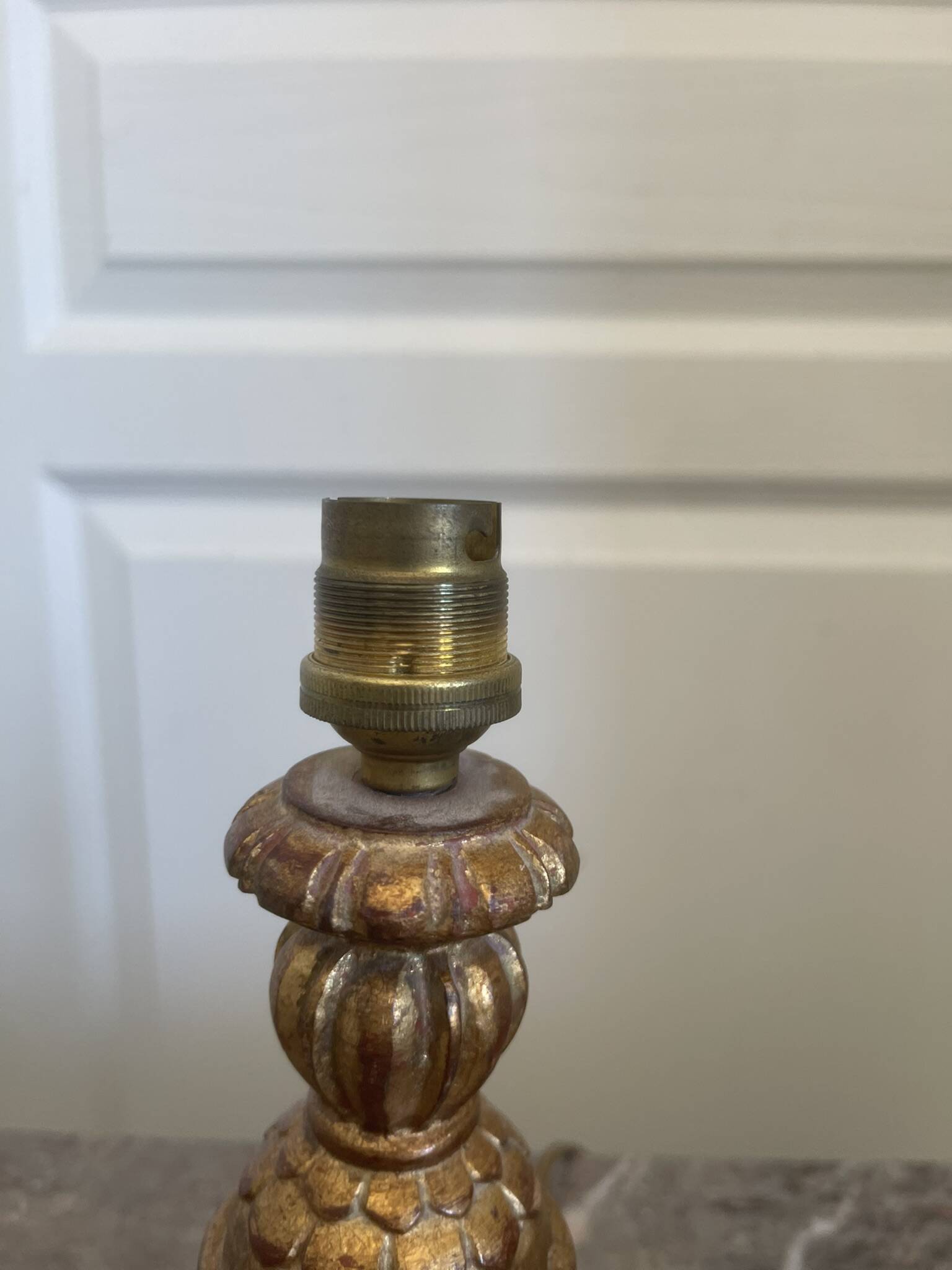 Antique Pair of Wooden Gilded Candle Holders 19th Century