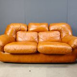 Mid-century Italian leather sofa set by Ercole Biella for Grappeggia, 1970s