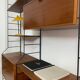 Bibliothèque vintage string en métal et teck