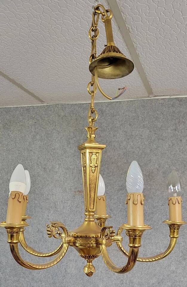 Lustre Style Empire en bronze a patine dorée