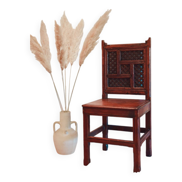 Chaise moucharabieh en bois exotique