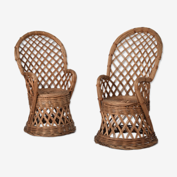 Pair of Portuguese wicker chairs, 1970s
