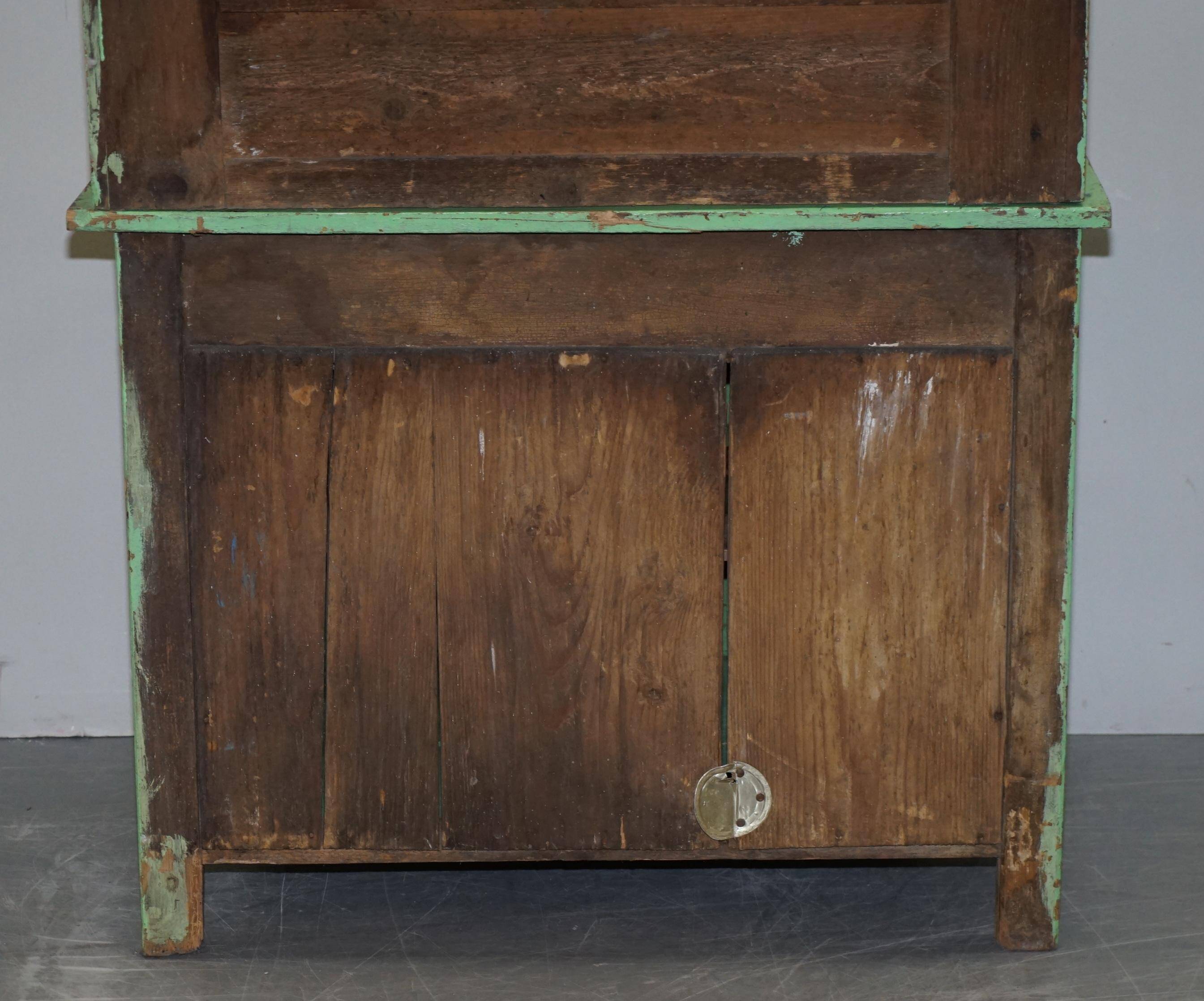 Victorian Green Patinated Buffet, Library or Cabinet