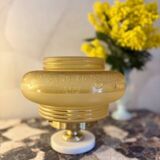 Lampe à poser art nouveau globe fleuri jaune