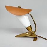 Lampe de table Art déco rare en laiton et verre laiteux, années 1930