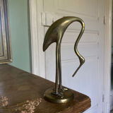 Vintage Brass Crane Bird
