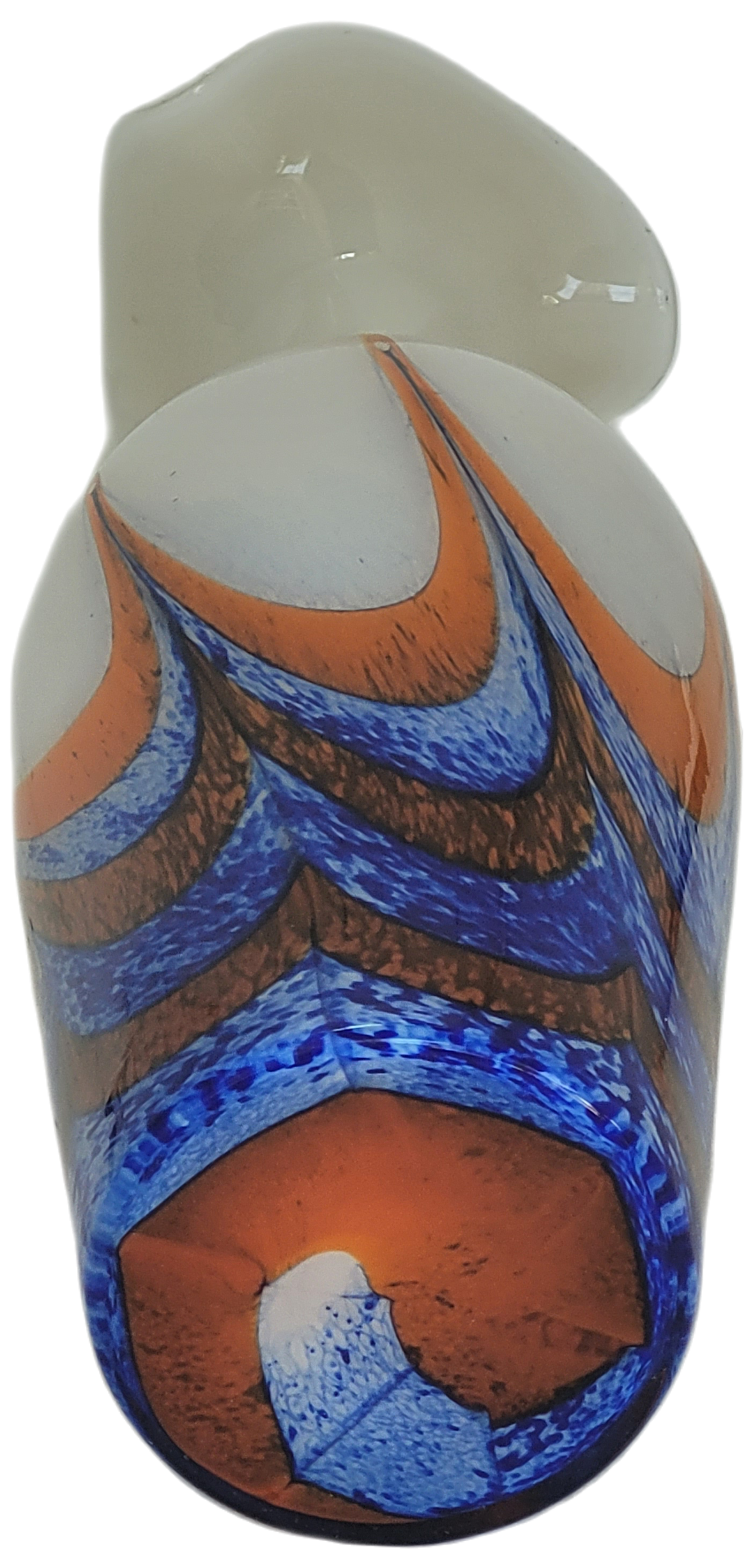 Large vintage red, white and blue Murano glass vase by Carlo Moretti, Italy, 1970s