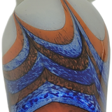 Large vintage red, white and blue Murano glass vase by Carlo Moretti, Italy, 1970s