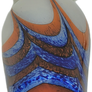 Large vintage red, white and blue Murano glass vase by Carlo Moretti, Italy, 1970s
