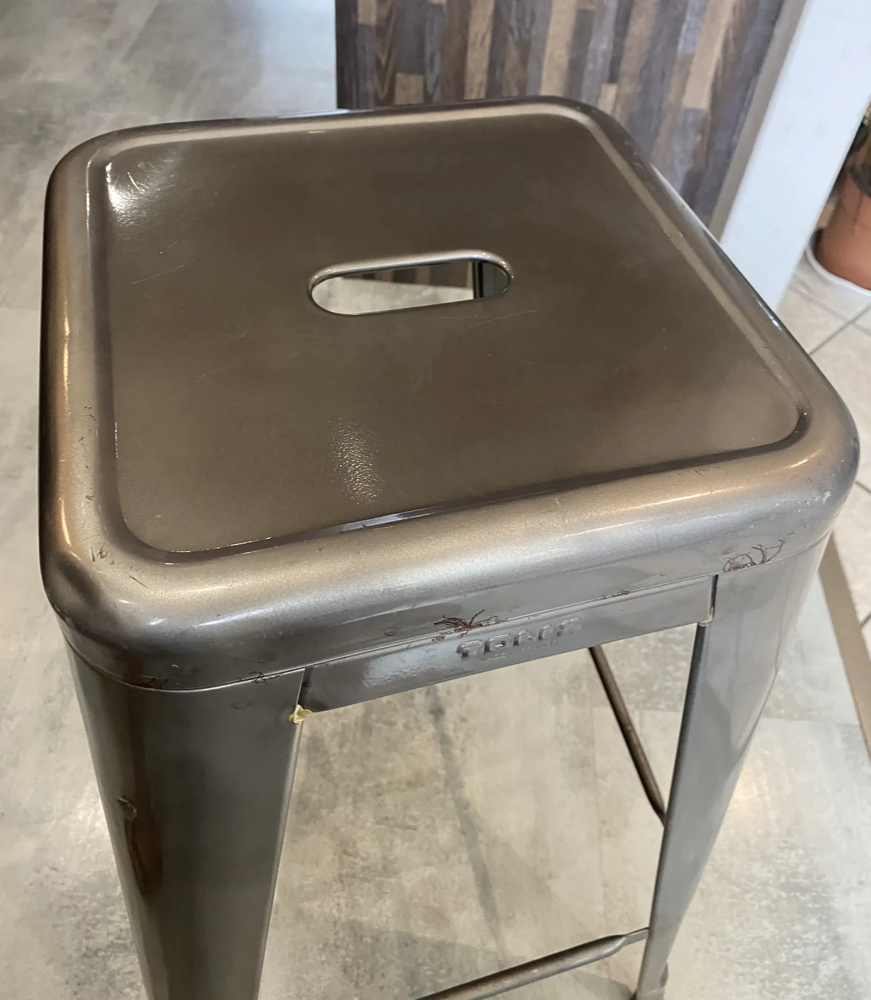 Tolix h75 industrial high bar stool, stackable, varnished metal.