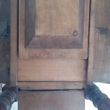 Pair of Louis Philippe style walnut bedside tables / work tables with flap