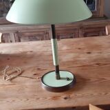 Vintage lamp green lacquered metal and brass