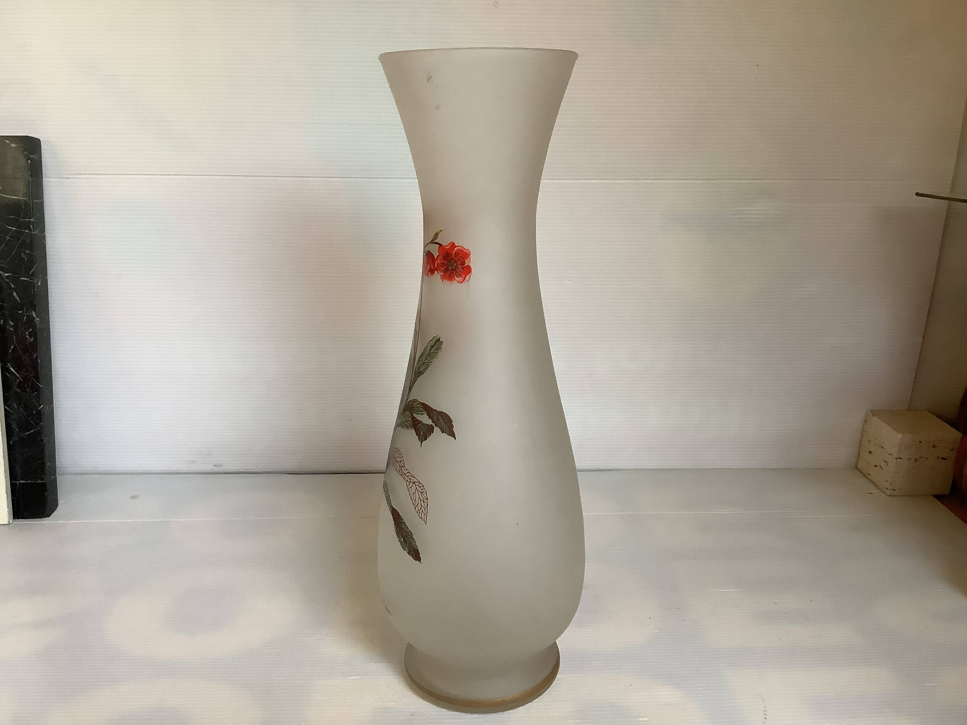 Large frosted glass vase flowers
