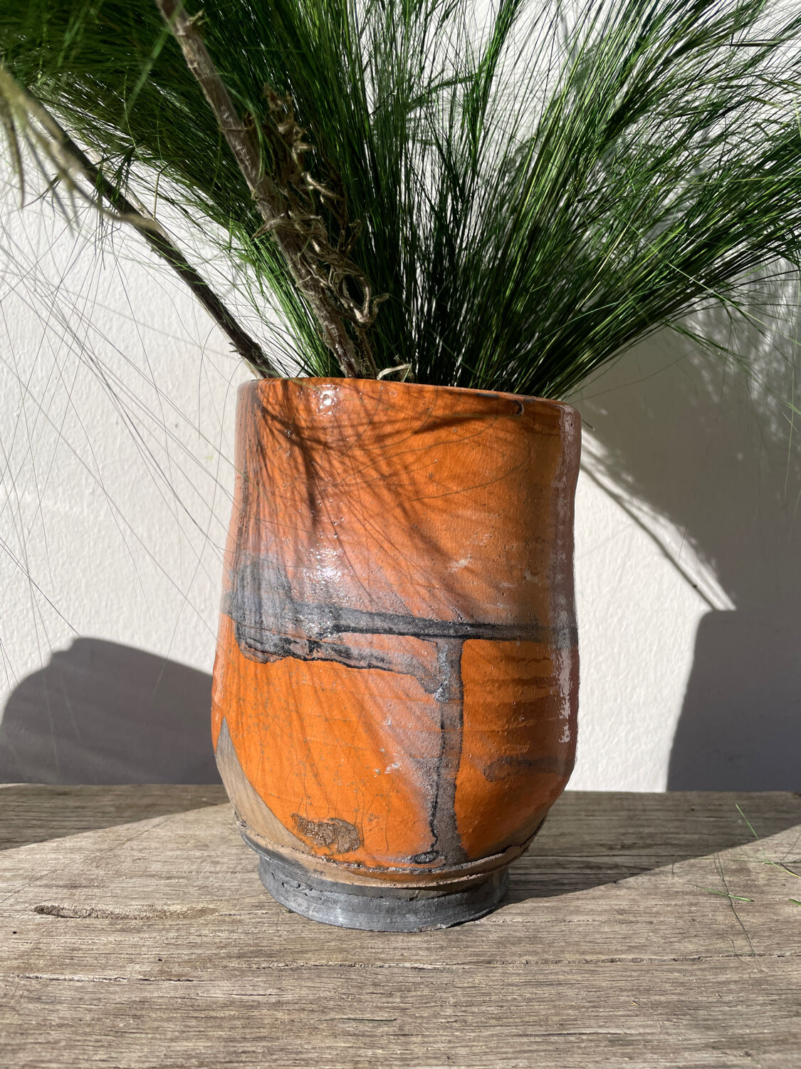 Raku vase / signed ceramic / handmade pottery