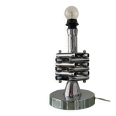 Pied de lampe italienne en métal chromé années 70