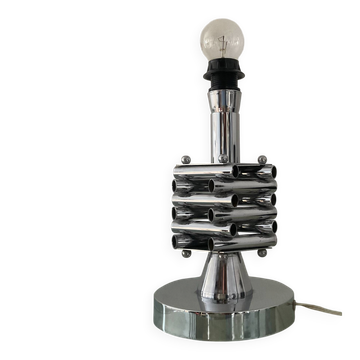 Pied de lampe italienne en métal chromé années 70