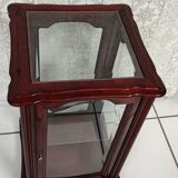 Showcase low glass beveled exotic wood