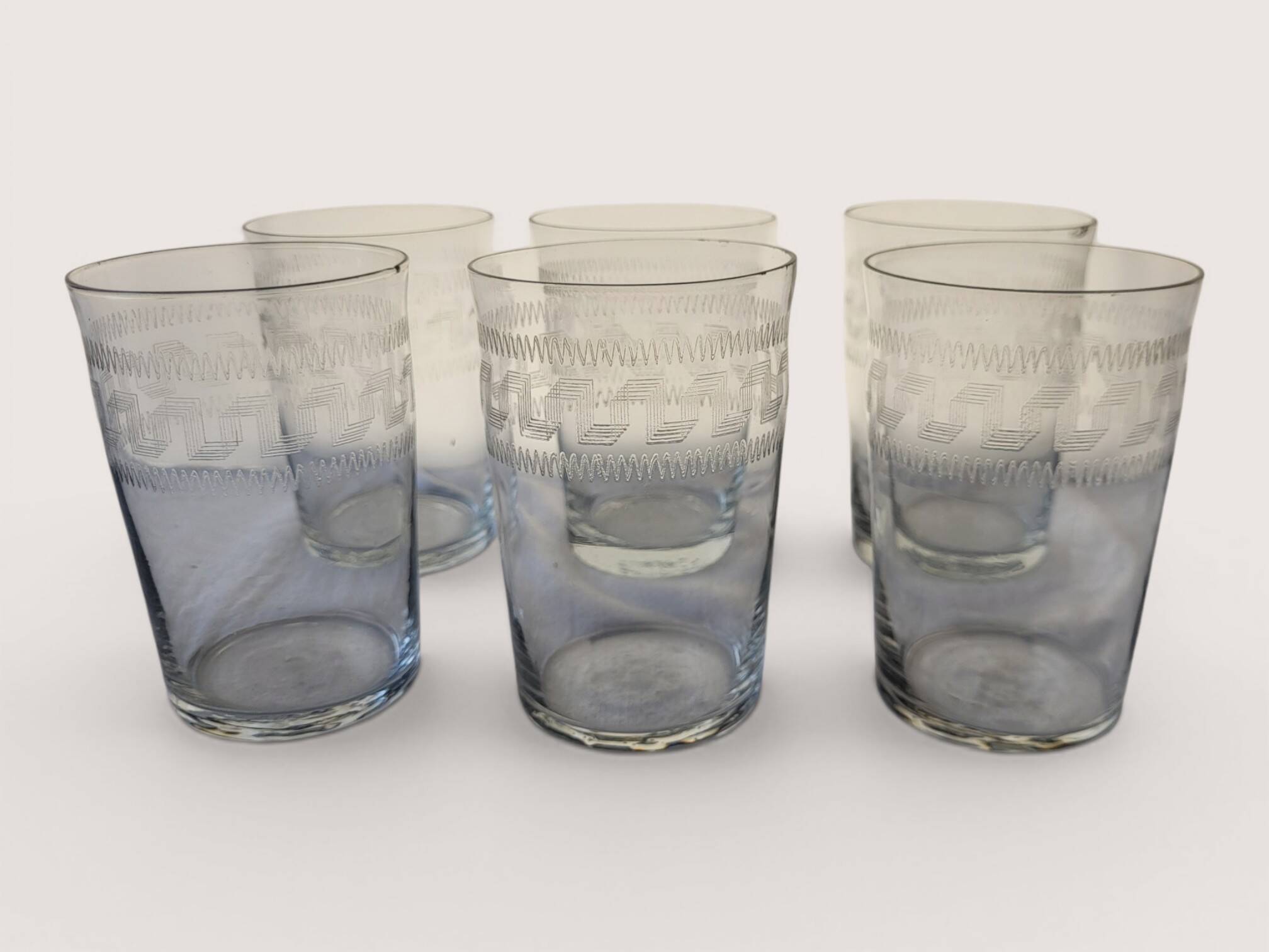 7 decorative Greek-style water glasses