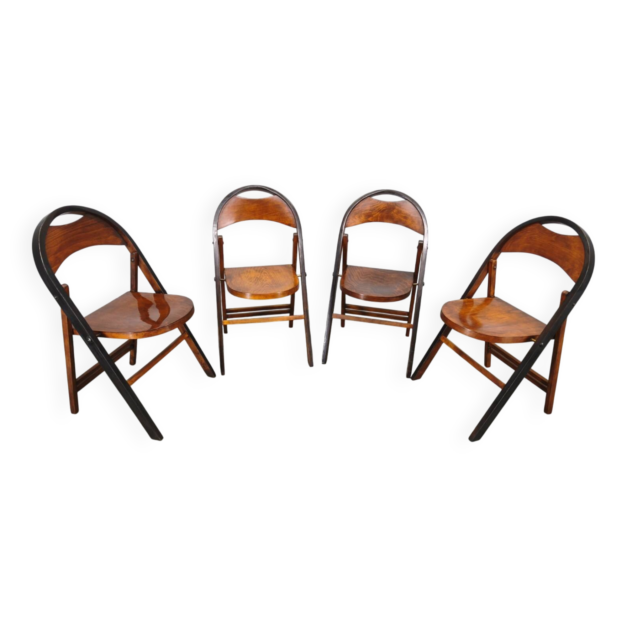 Set of Four Bauhaus Folding Chairs B751 by Ligna, Czechoslovakia 1930s