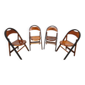 Ensemble de quatre chaises pliantes Bauhaus B751 par Ligna, Tchécoslovaquie, années 1930.