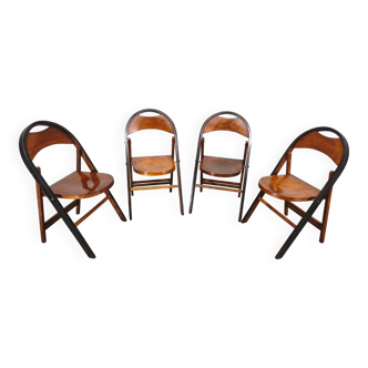Set of Four Bauhaus Folding Chairs B751 by Ligna, Czechoslovakia 1930s
