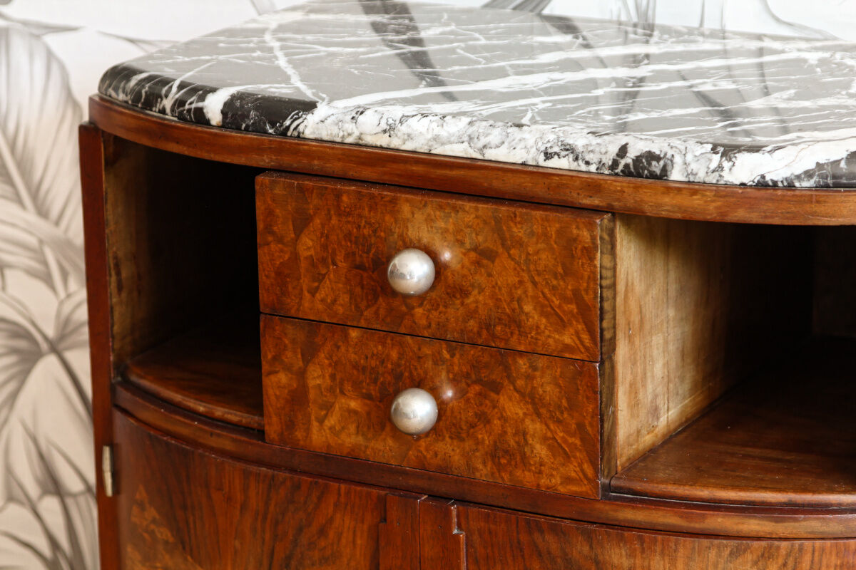 Bedside, art deco side table in precious wood